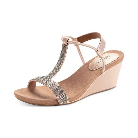 Style & Co Womens Mulan Embellished Wedge Sandals Blush Silver Size 8.5M NIB - Picture 2 of 6